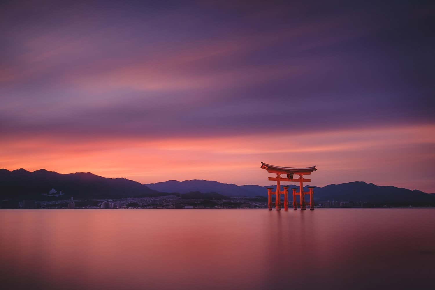 Itsukushima Floating Torii at sunset, Miyajima