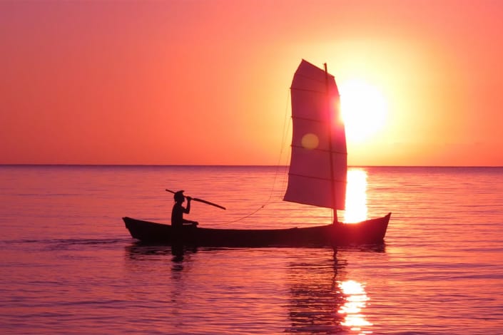 Sabani boat at sunset, Ishigaki