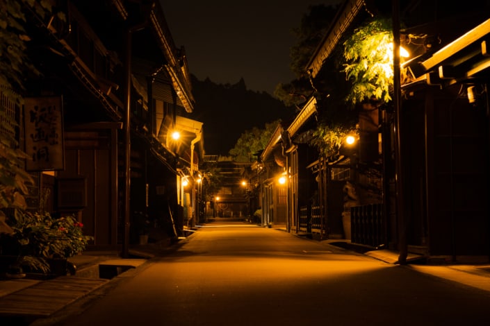Takayama street at night