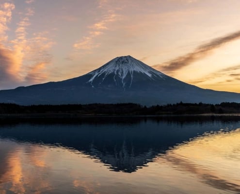 The best view of Mount Fuji Lake Tanuki Fujisan reflecton, Shizuoka